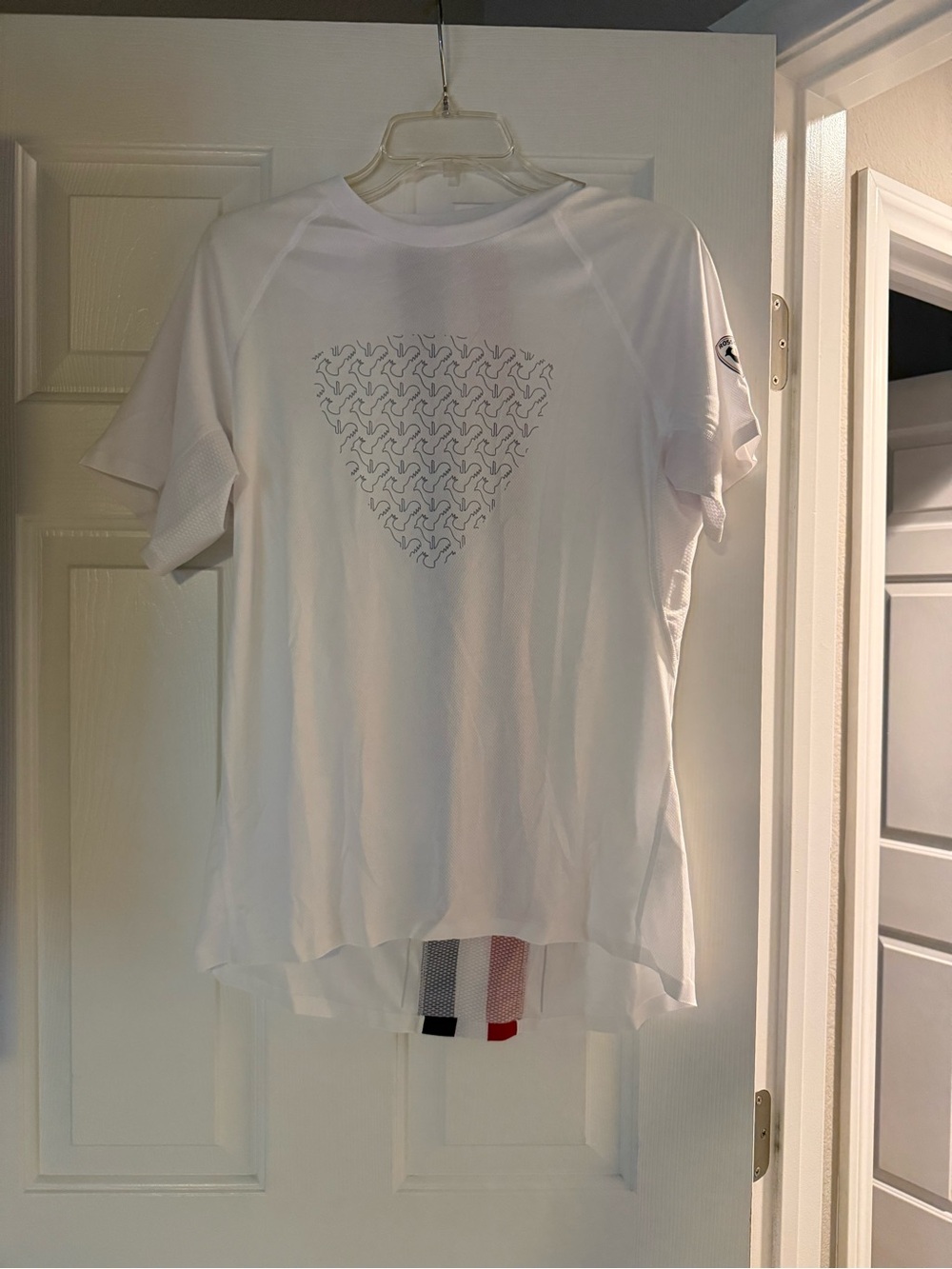 Rossignol White Short Sleeve Performance Jersey with Subtle Print